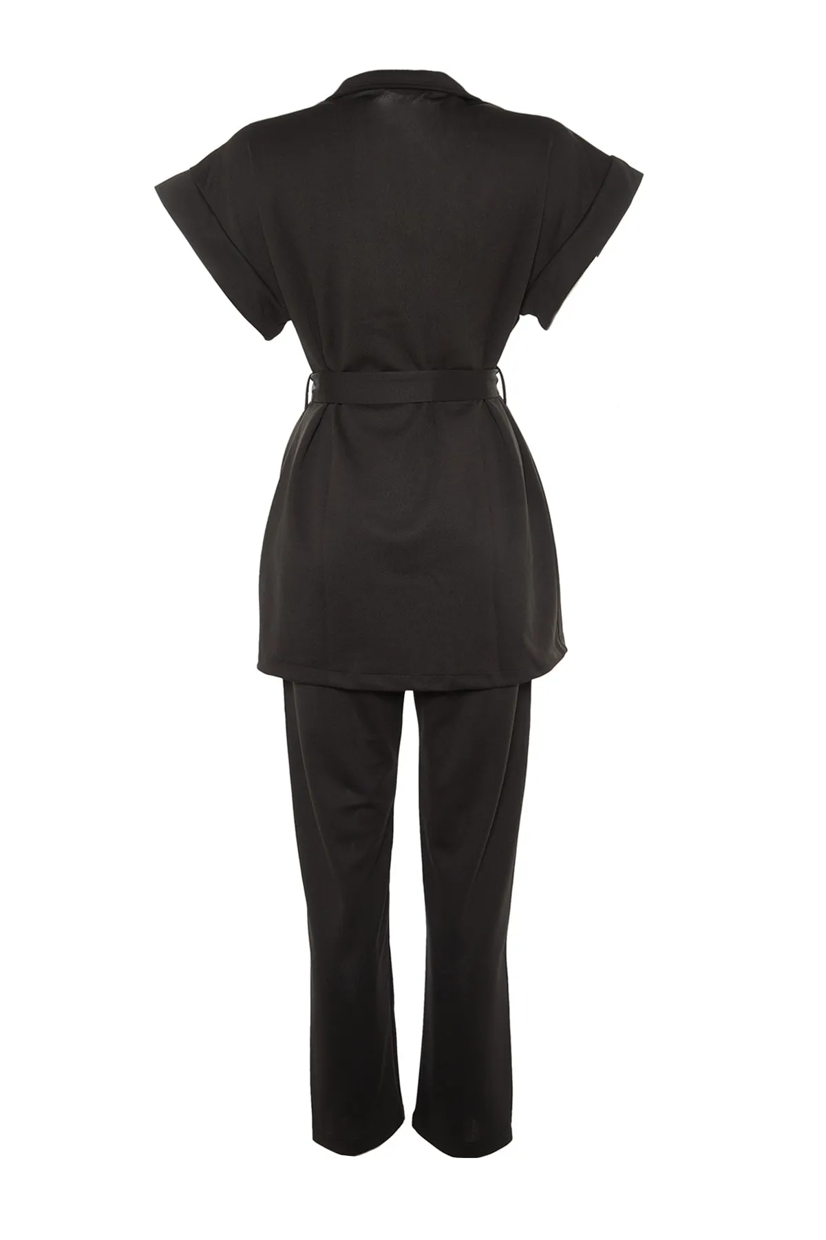 Trendyol Modest  Schwarzer Scuba-Westen-Hosen-Strickanzug mit Taillenschnürung TCTAW23US00167