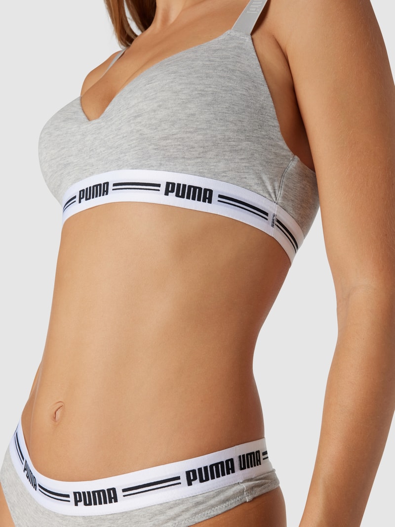 Bralette mit Logo-Bund in mittelgrau