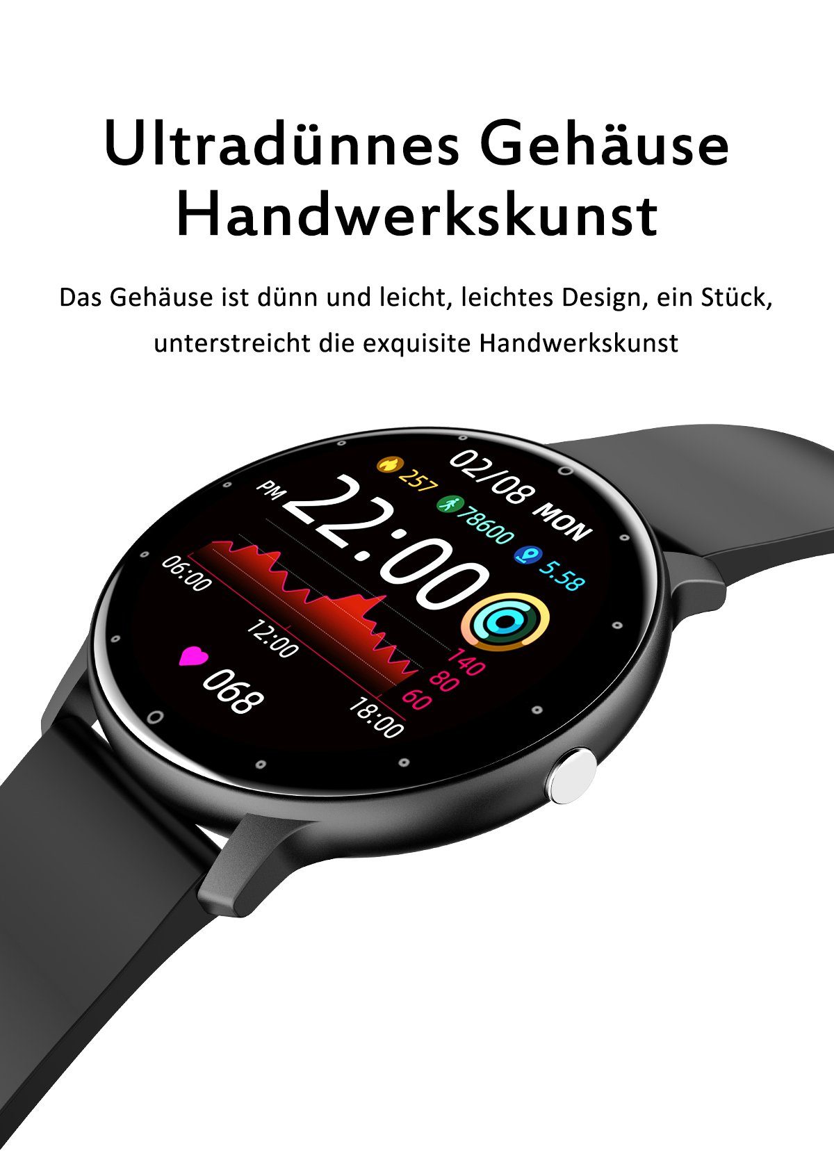 Bothergu Smartwatch, 1.3 touchscreen smart band männer frauen pulsmesser