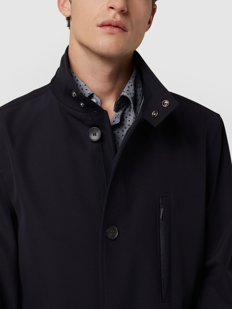Slim Fit Mantel mit Stehkragen in marineblau