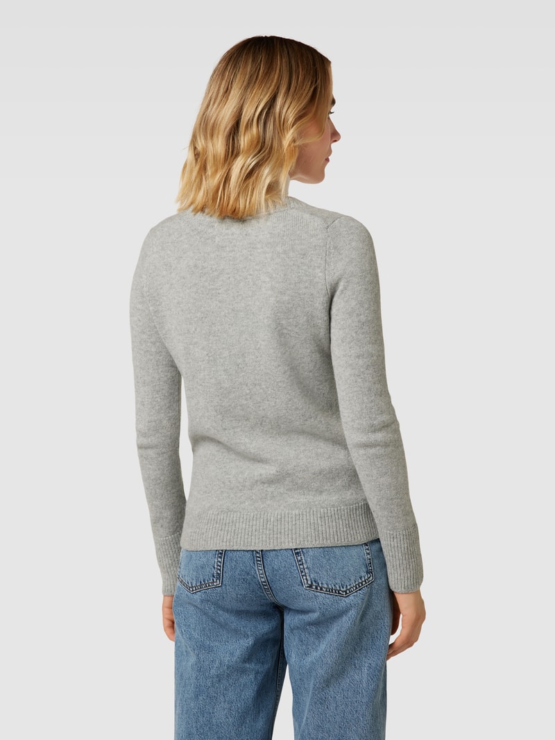 Strickpullover aus Wolle mit V-Ausschnitt in mittelgrau meliert