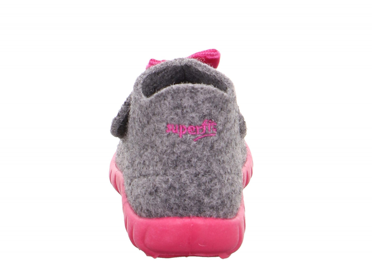 HAPPY - Hellgrau/Pink Hausschuh mit Klettverschluss