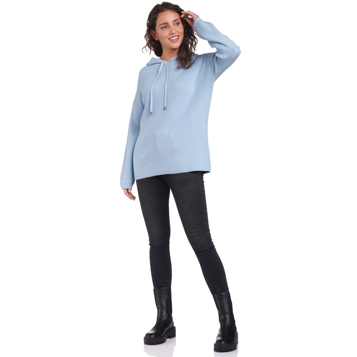 Damen Strickpullover mit Kapuze