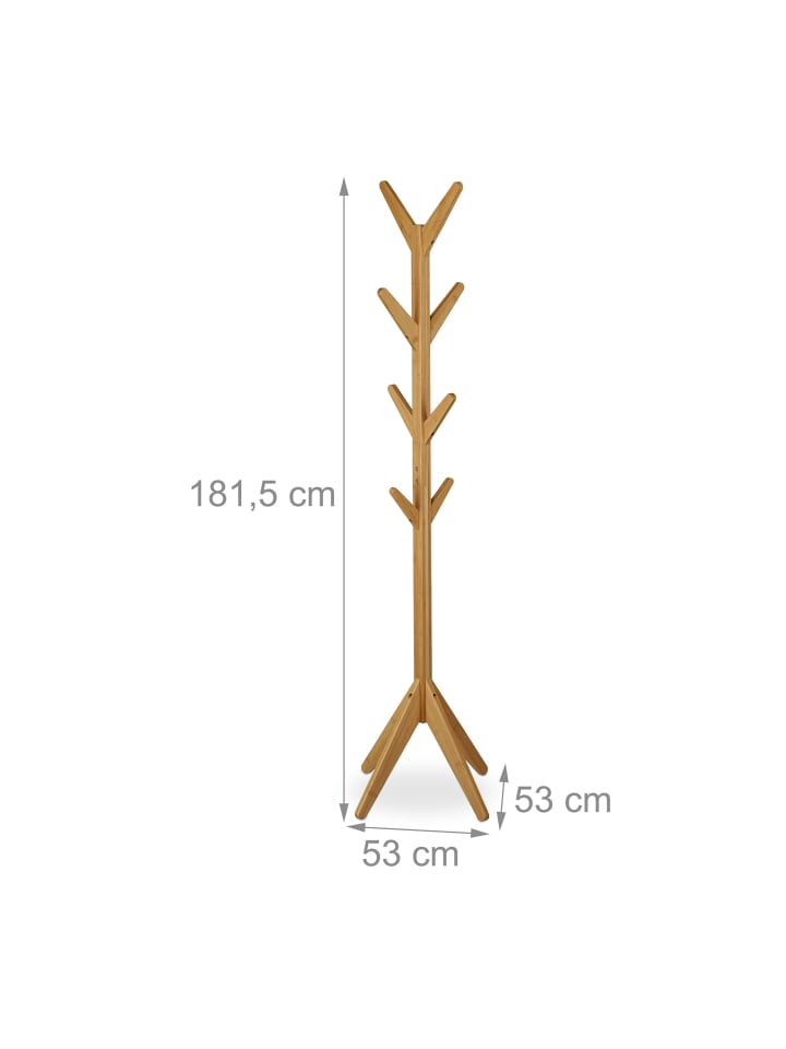 relaxdays Garderobenständer in Natur - (B)53 x (H)181,5 x (T)53 cm günstig kaufen onesize