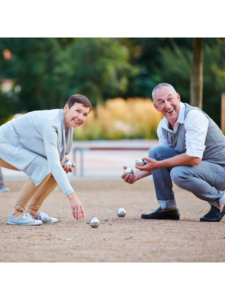 relaxdays 9-tlg. Boule Kugeln Set in Natur/ Silber günstig kaufen onesize