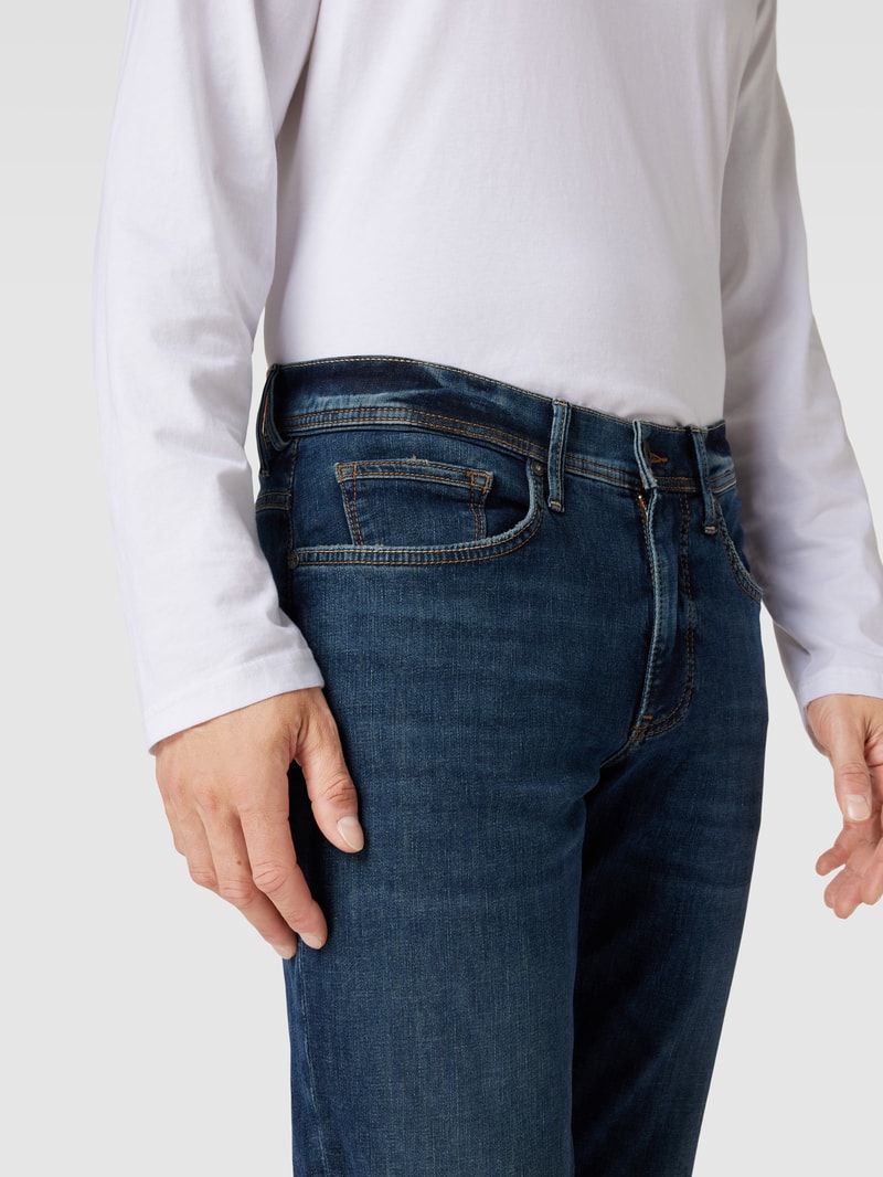 Slim Fit Jeans mit Kontrastnähten Modell 'Chris' in blau