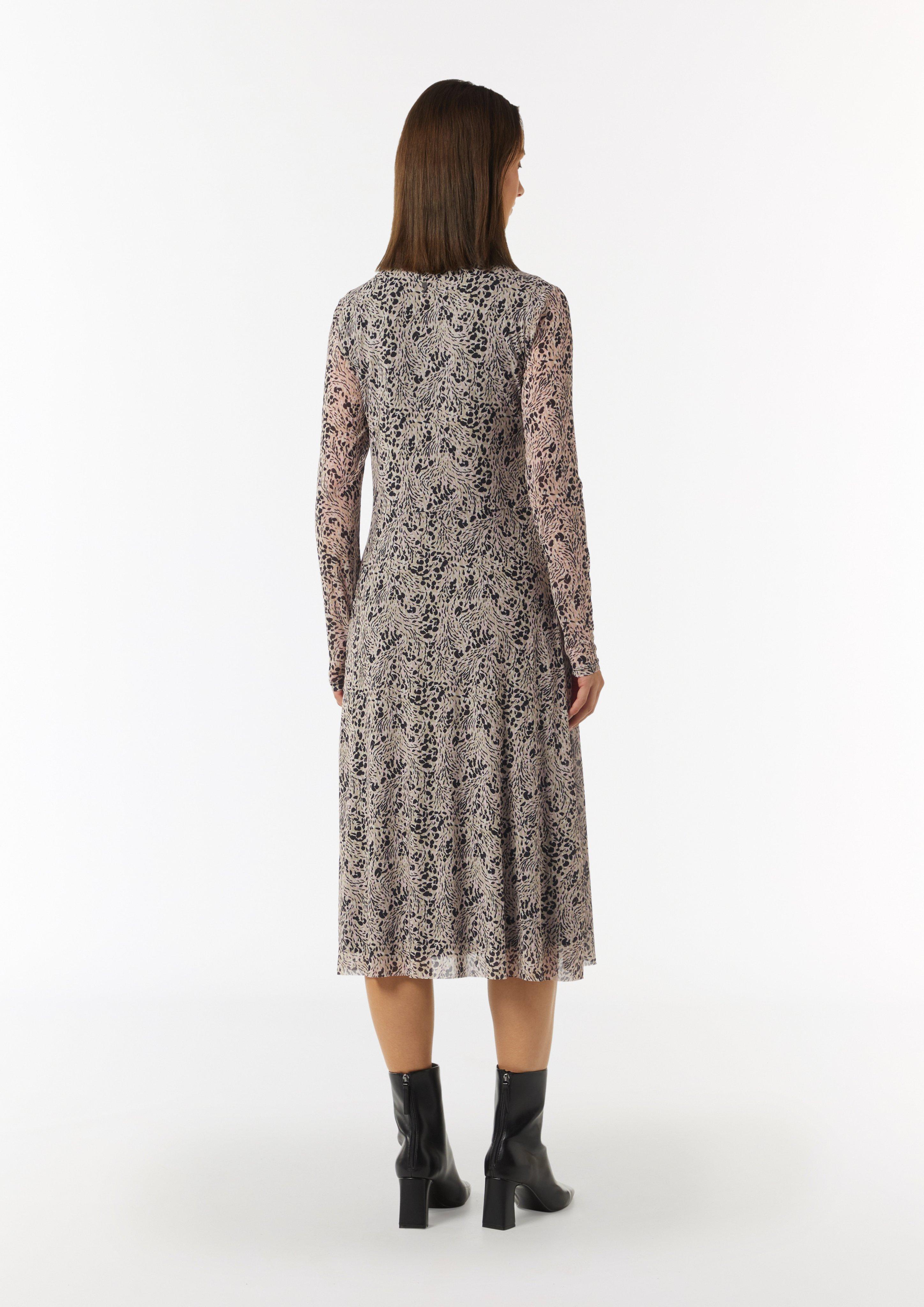 Hochgeschlossenes Midi-Kleid aus Mesh - sandstein