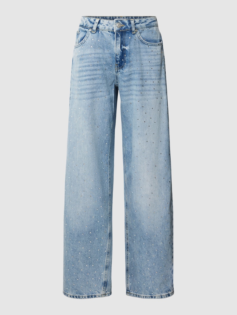 Jeans mit Strasssteinbesatz in hellblau