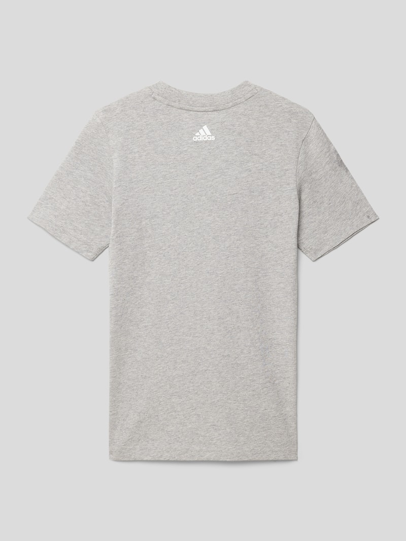 T-Shirt mit Label-Print in mittelgrau meliert