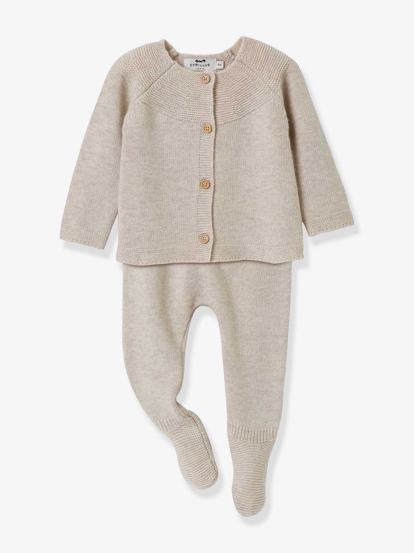 Ensemble bébé en tricot CYRILLUS gris chiné