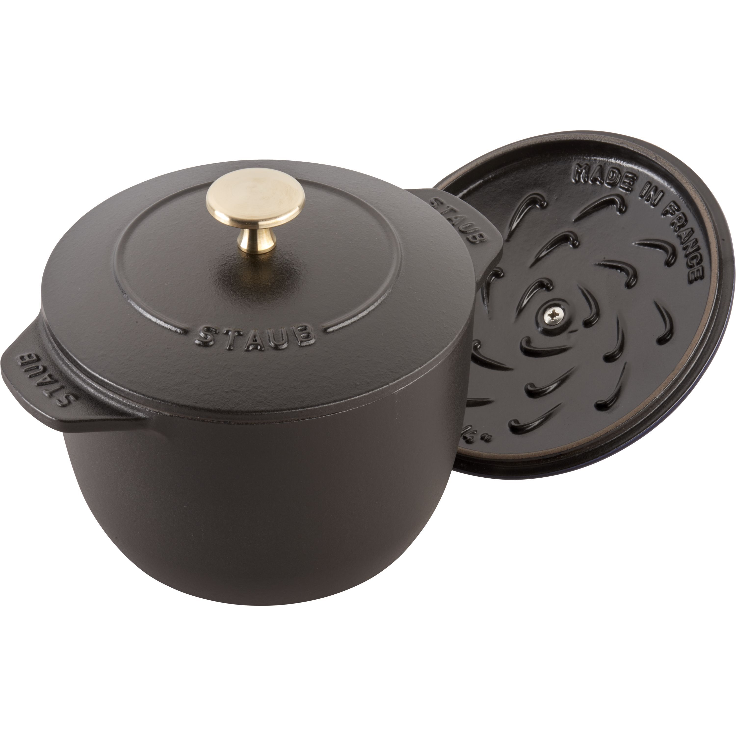 Reis-Cocotte 16 cm, rund, Schwarz, Gusseisen