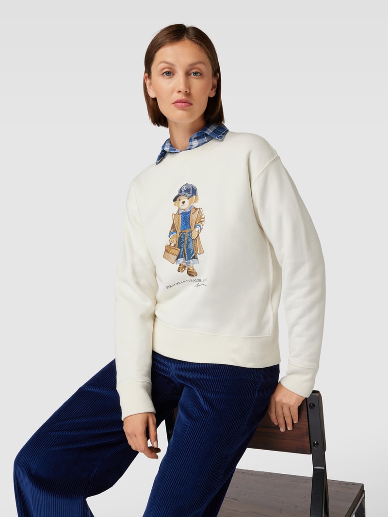 Sweatshirt mit Motiv-Print in offwhite