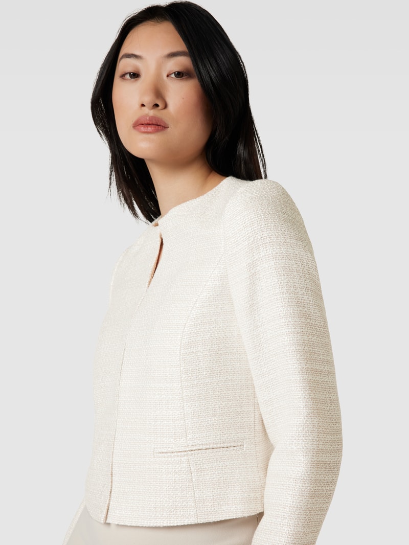 Cropped Blazer mit Strukturmuster in beige