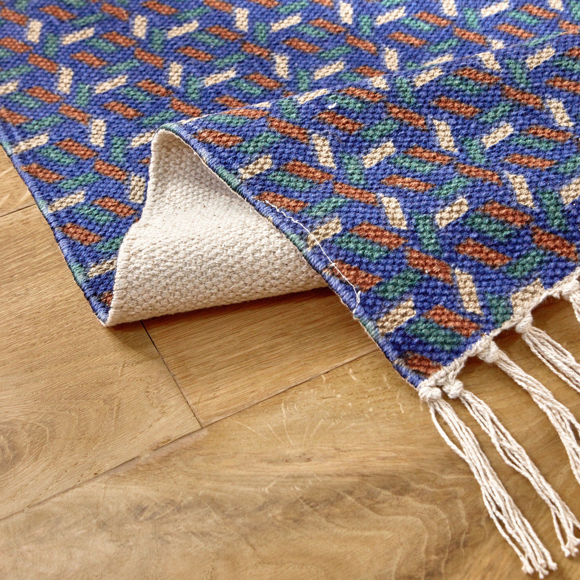 Tapis tissé petit format imprimé géométrique