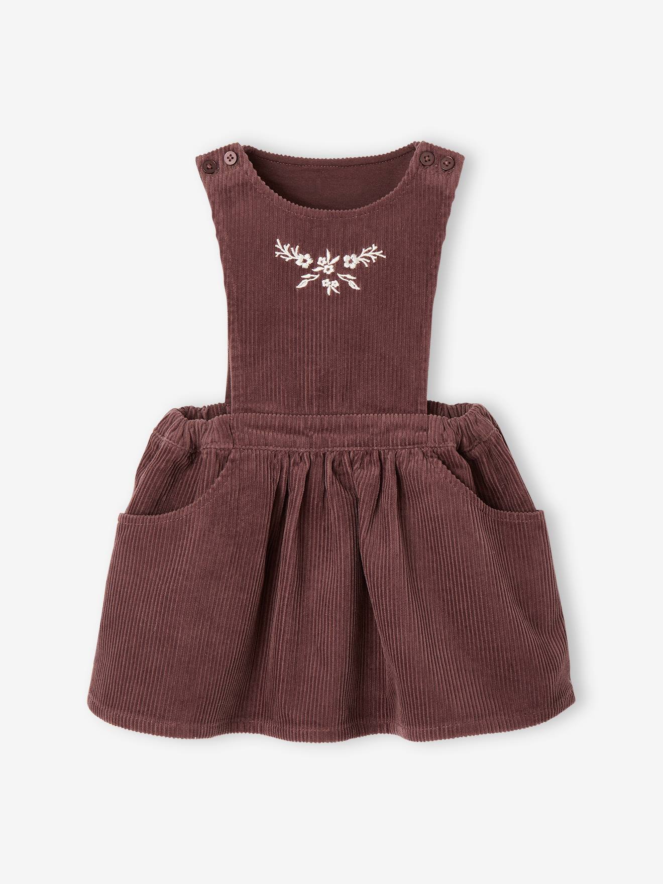 Vertbaudet Mädchen Baby-Set: Bluse & Latzrock - bordeaux