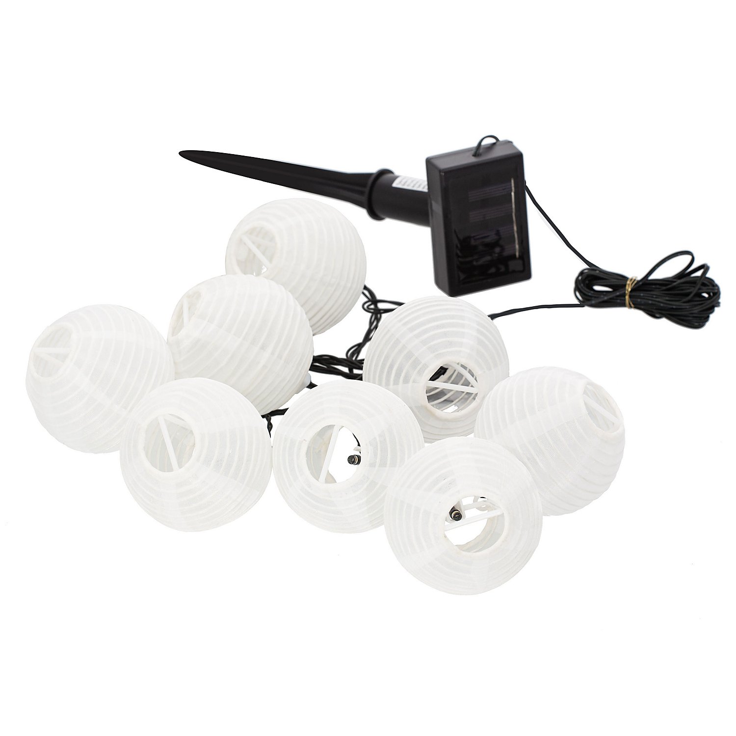 Solar LED Lampion-Lichterkette, weiß