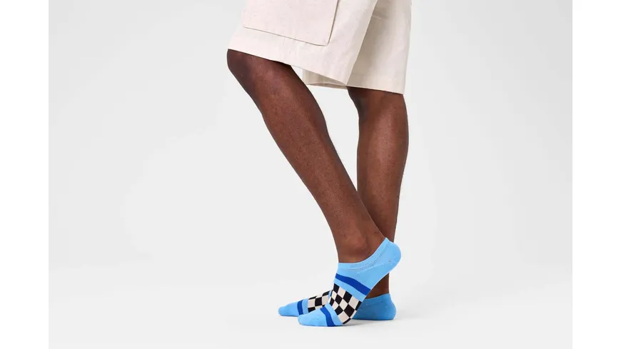 Happy Socks Herren Füßlinge Checked Stripe Light Blue