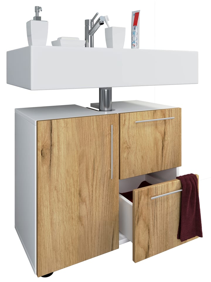 VCM  Holz Badmöbel Badunterschrank Flandu Schublade in Weiß / Honig-Eiche günstig kaufen onesize