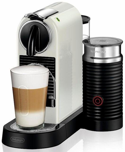 Nespresso Kapselmaschine CITIZ EN 267.WAE von DeLonghi, White, inkl. Aeroccino Milchaufschäumer, Willkommenspaket mit 7 Kapseln