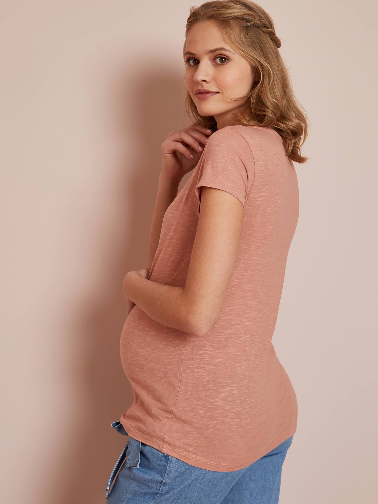Vertbaudet Henley-Shirt für Schwangerschaft & Stillzeit - dunkelrosa