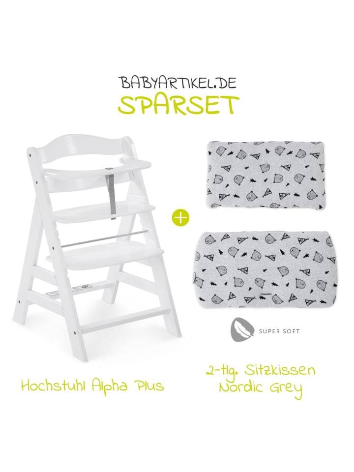 Hauck Hochstuhl Alpha Plus White - im Sparset inkl. in weiss,schwarz günstig kaufen onesize