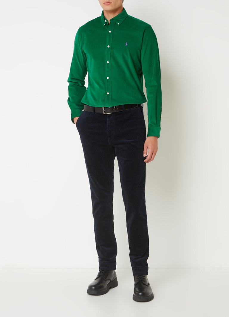 Pantaloni Ralph Lauren din catifea reiată cu croială dreaptă și buzunare laterale