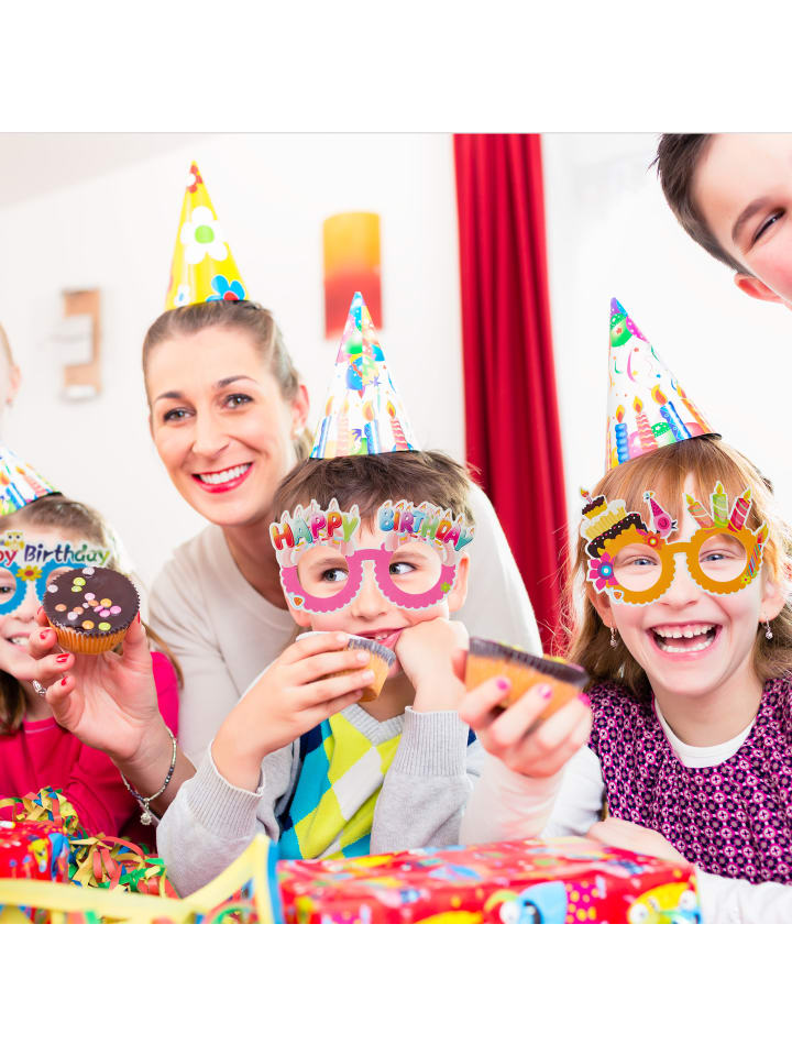 relaxdays Partybrillen Happy-Birthday 6er Set in Bunt günstig kaufen onesize