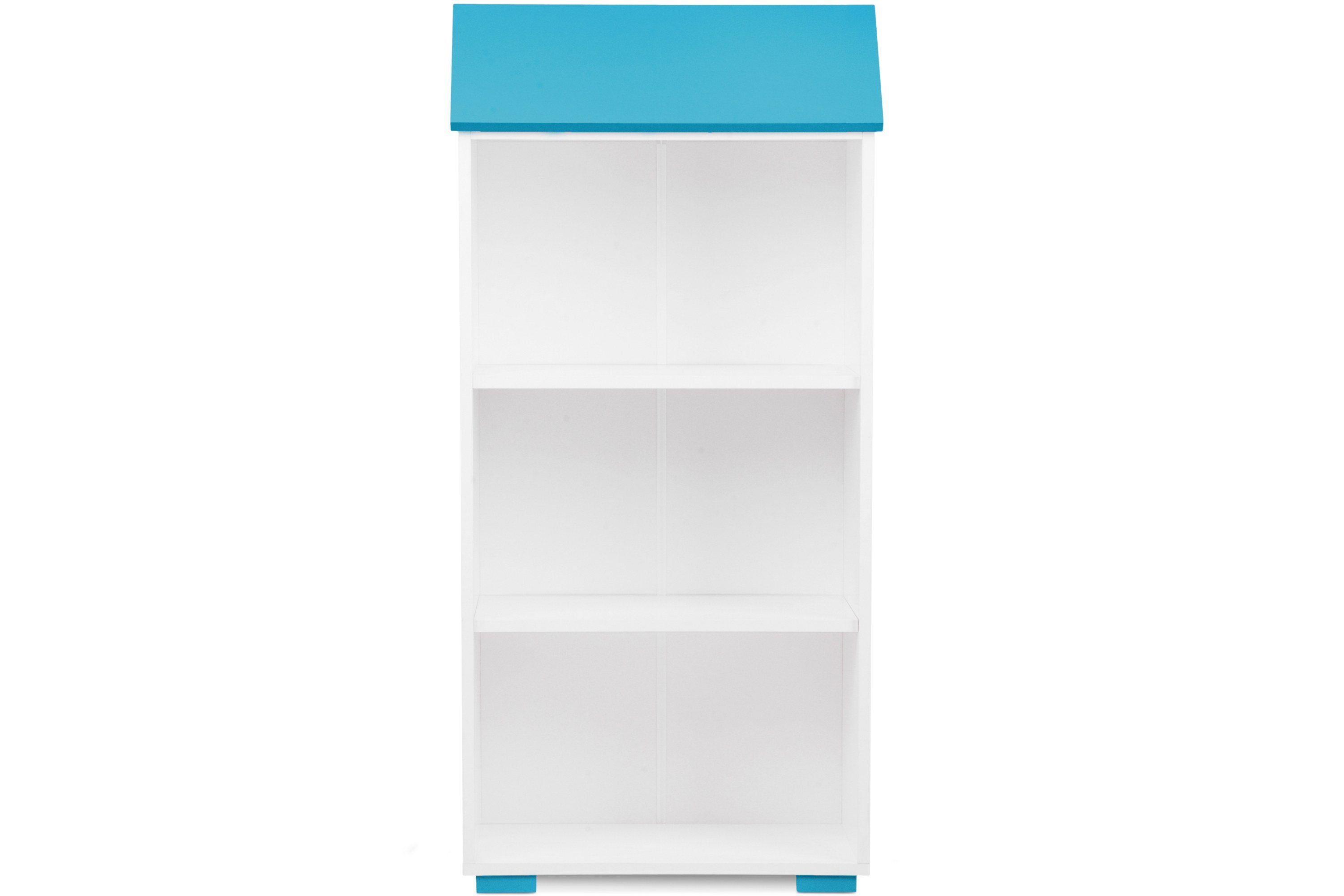 Konsimo Kinderregal PABIS Kinder Bücherregal Hausform, in Pastellfarben, geräumiges Bücherregal für Kinderzimmer