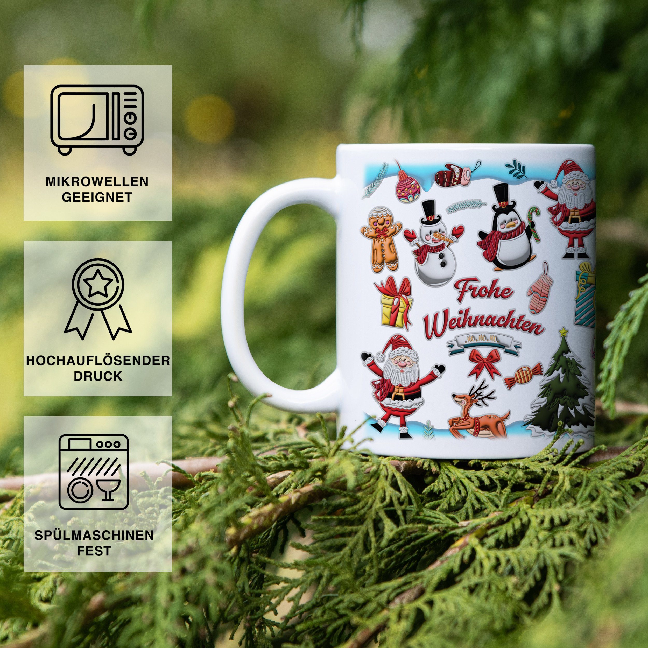 Giftandprint Tasse Weihnachtsdeko Weihnachten, Deko, Kaffeetassen Weihnachtsgeschenke, beidseitig, Spülmaschinen-/Mikrowellengeeignet, mit Geschenkbox