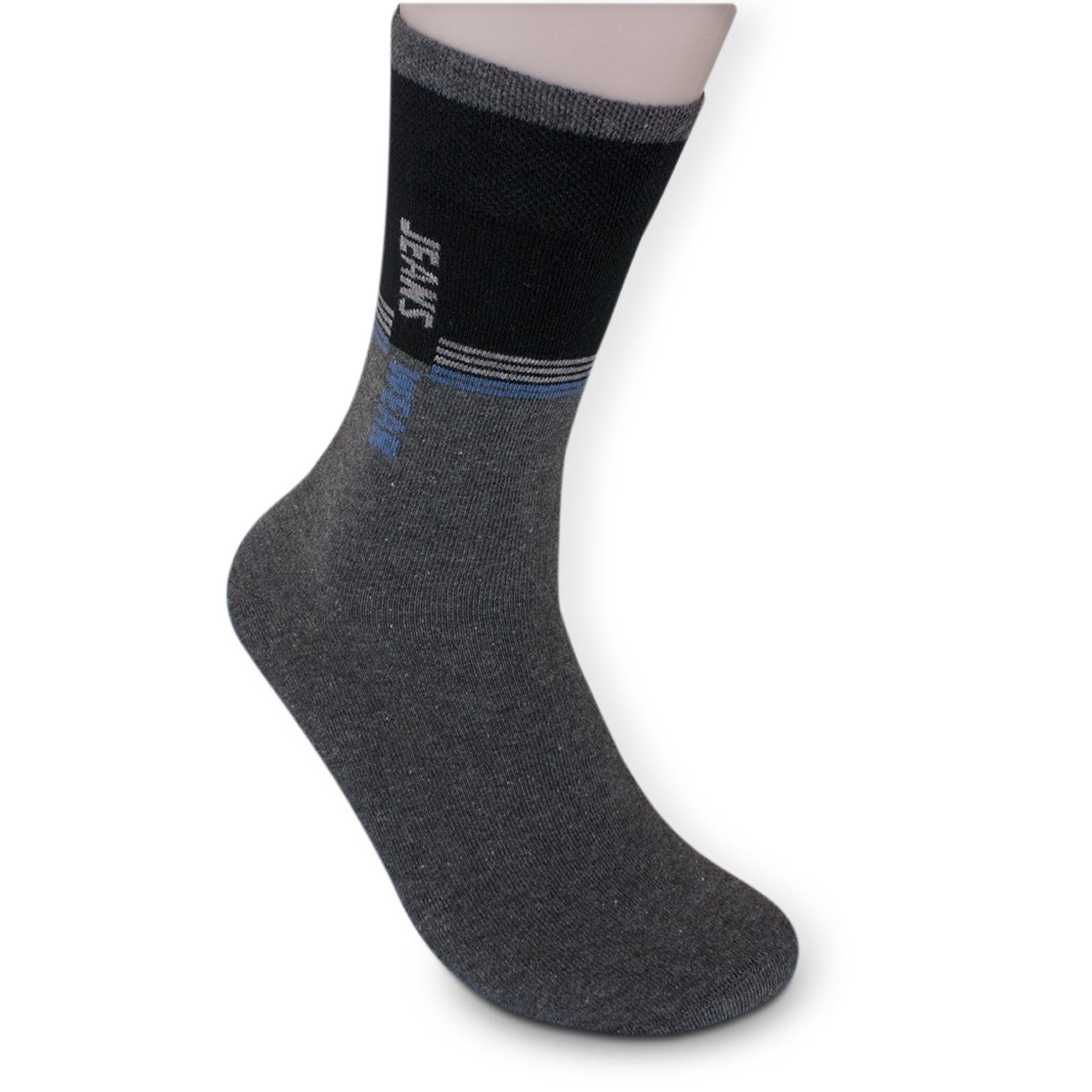 Die Sockenbude Basicsocken JEANS (Bund, 5-Paar, blau grau schwarz) mit Komfortbund ohne Gummi