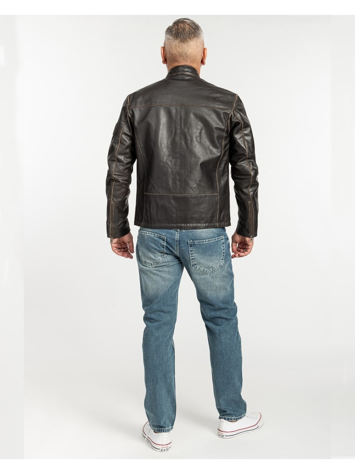 Rock Creek Lederjacke in Dunkelbraun günstig kaufen