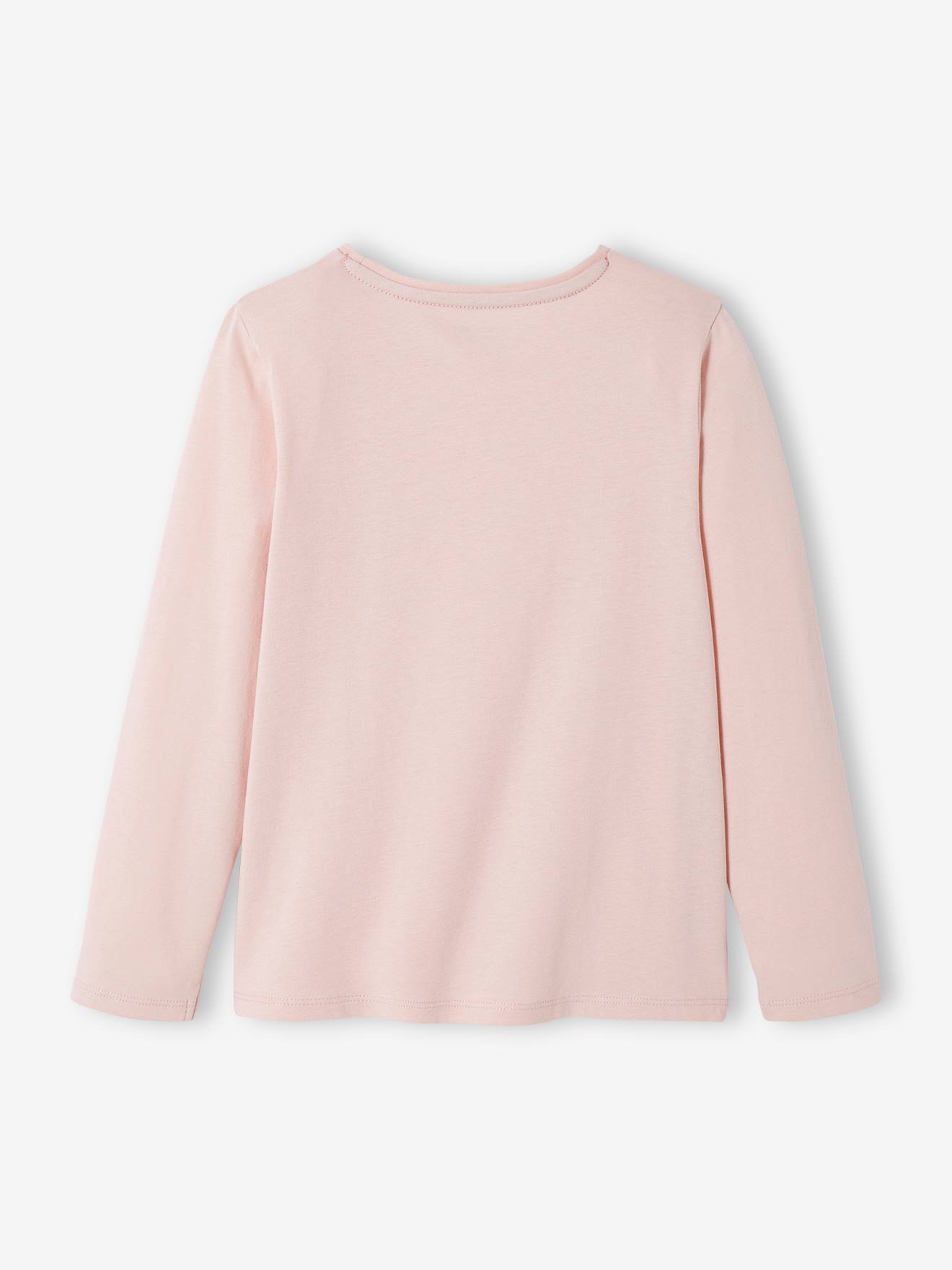 T-shirt Basics message irisé fille manches longues bleu marine