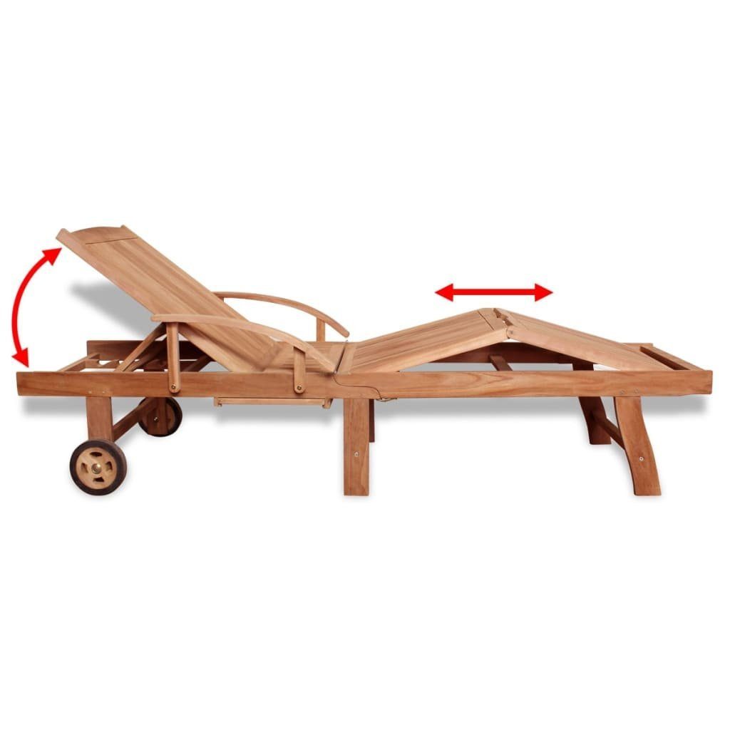 vidaXL Gartenliege Sonnenliege Massivholz Teak, 1 St.