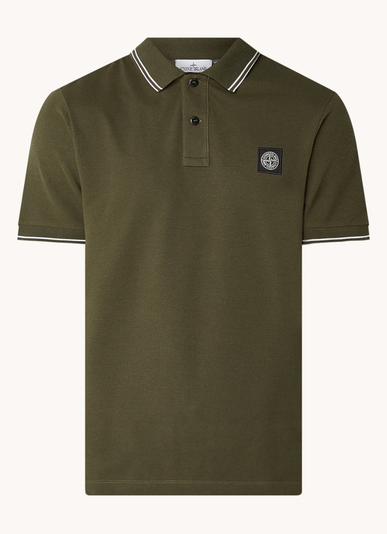 Stone Island 2SC18 pieguļošs polo krekls no organiskas pikē kokvilnas ar logotipu