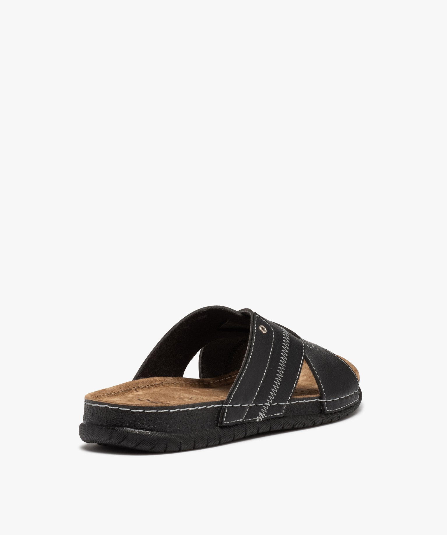 Mules confort à larges brides croisées homme noir | GEMO