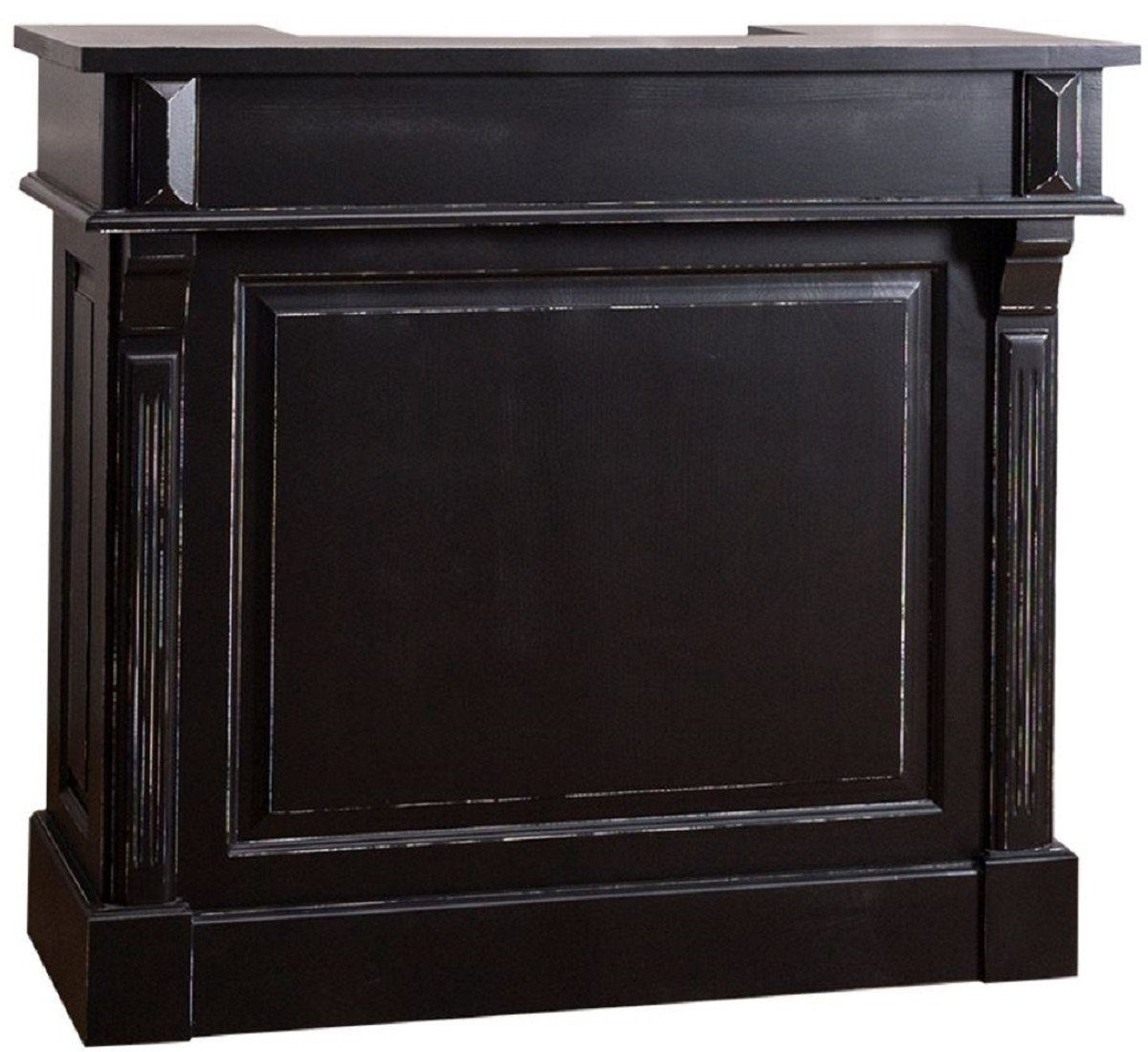 Casa Padrino Barschrank Landhausstil Massivholz Barschrank mit 4 Schubladen & Weinflaschenhalter Antik Schwarz 120 x 51 x H. 107 cm - Landhausstil Möbel