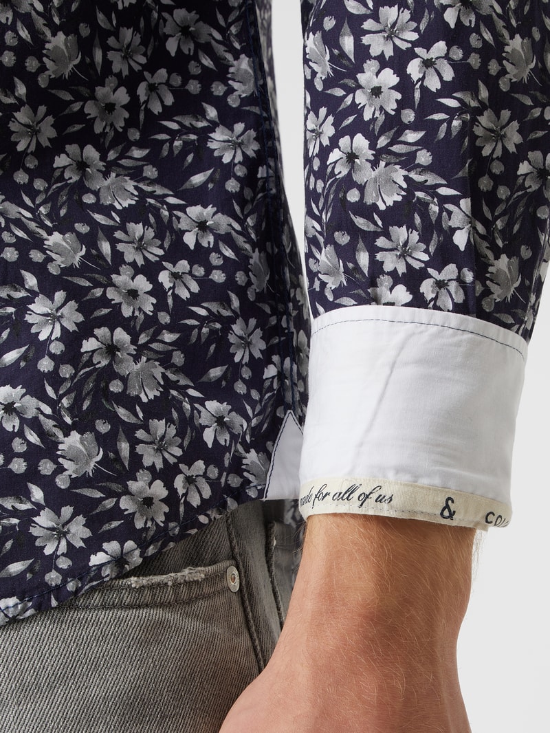 Regular Fit Business-Hemd aus Baumwolle in marineblau