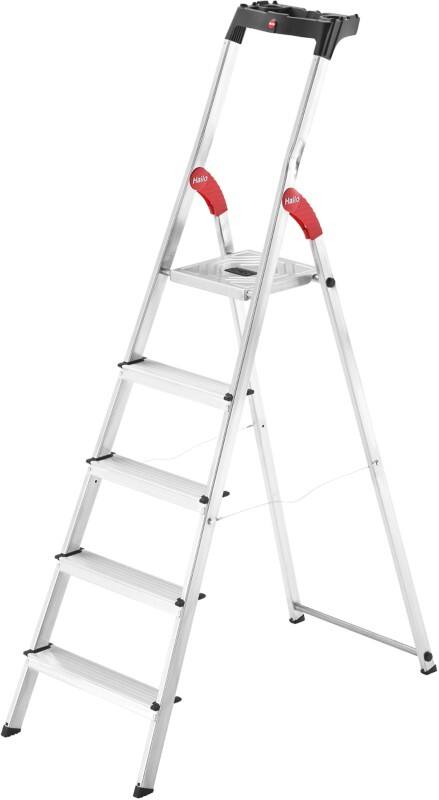 Hailo Stufenleiter L60 Standardline Silber 5 Stufen 48 x 101 x 168 cm