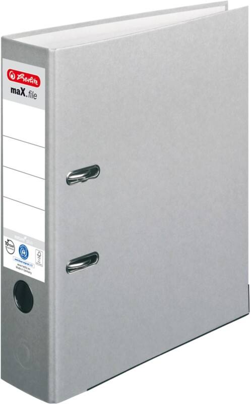 herlitz maX.file nature plus Ordner DIN A4 80 mm Grau 2 Ringe 10841567 Pappkarton, PP (Polypropylen) Texturiert Hochformat