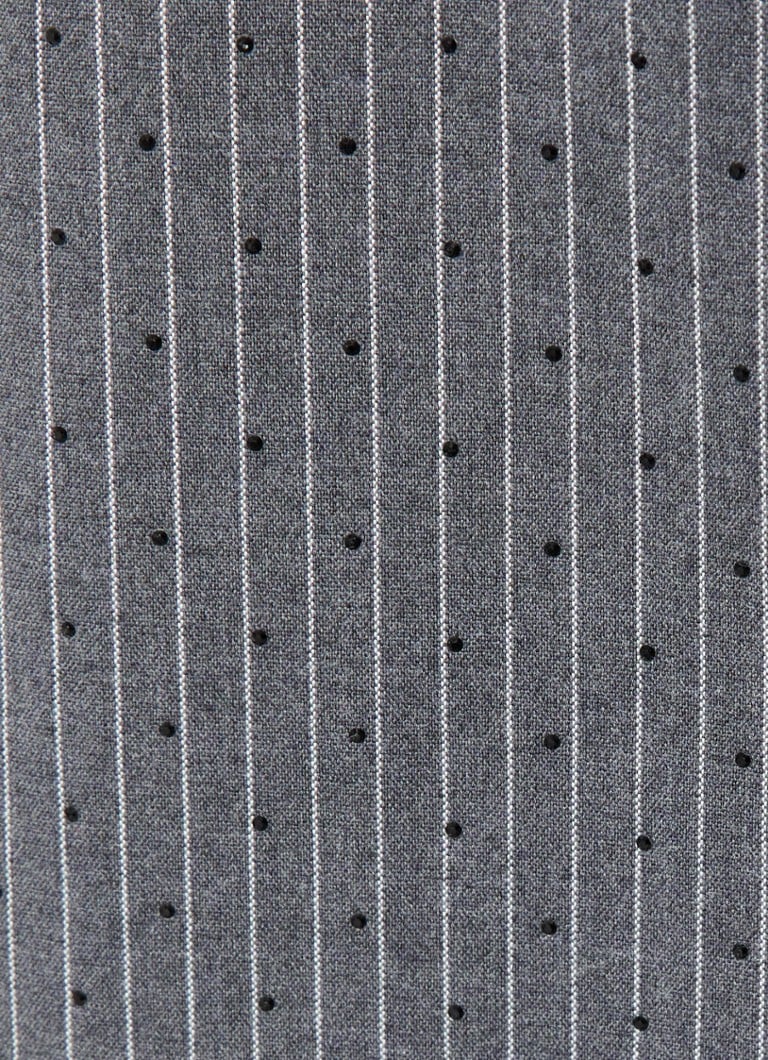 Pantaloni svasati a vita alta di Maje, decorati con sottili righe e strass.