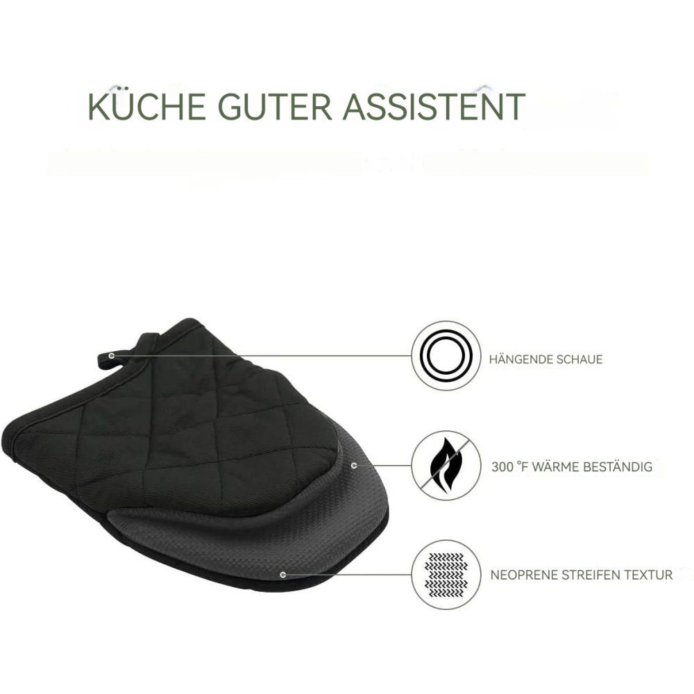 Bizaical Topfhandschuhe Ofenhandschuhe Topflappen Set Hitzebeständig rutschfeste: 2er Set