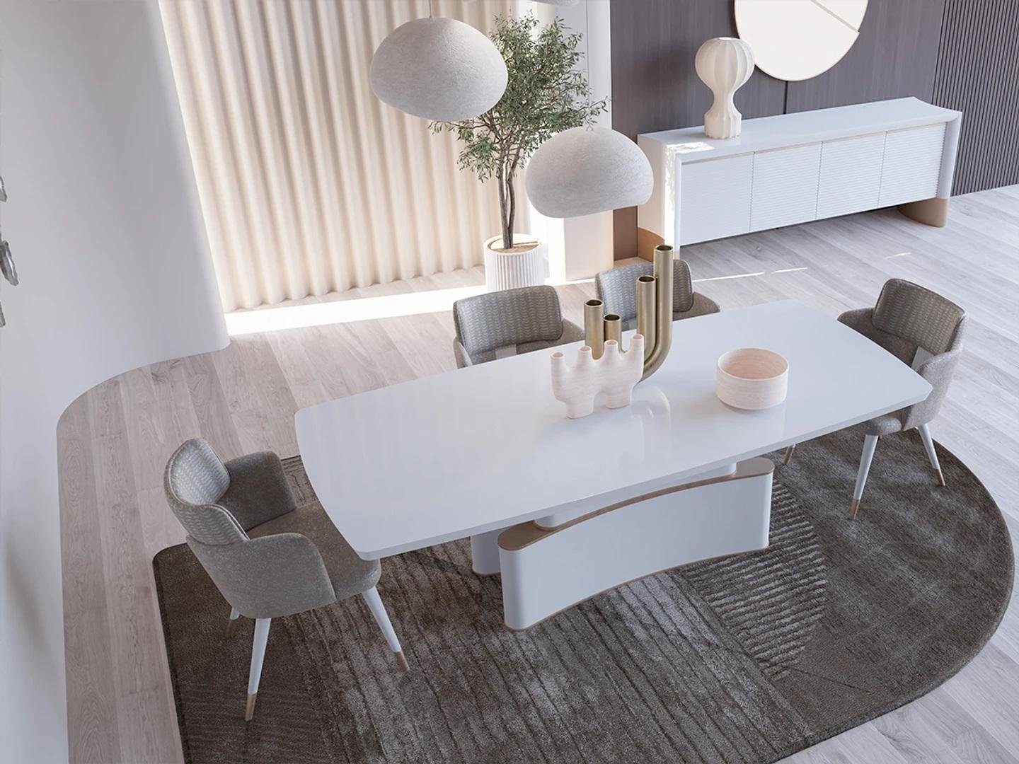 JVmoebel Esszimmer-Set Esszimmer Set Esstisch Design Sideboard Modern Möbel Essgruppe, (6-St., 1x Esstisch + 4x Stühle + 1x Sideboard), Made in Europa