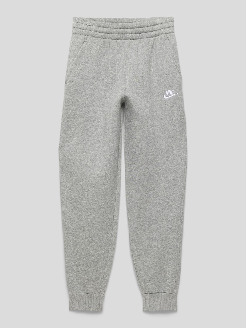 Sweatpants mit Label-Stitching in mittelgrau meliert