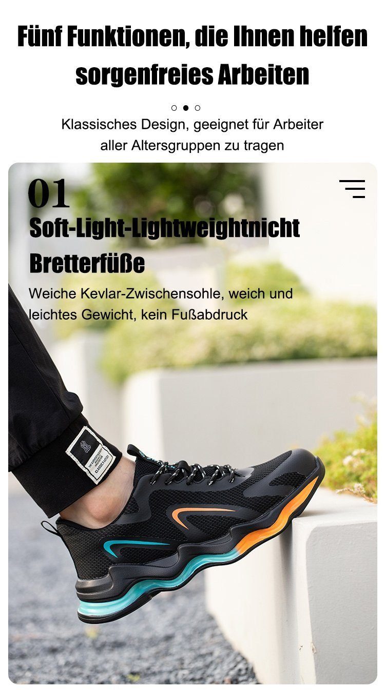 pochento Unzerbrechliche Stahlkappen-Arbeitsschuhe für Männer und Frauen Sicherheitsschuh (Indoor und Outdoor, sportlich, bequem, leicht, Atmungsaktiv Leichte und bequeme Sicherheitsschuhe) Anti-Smash, antistatisch, rutschhemmender, durchtrittsicher,