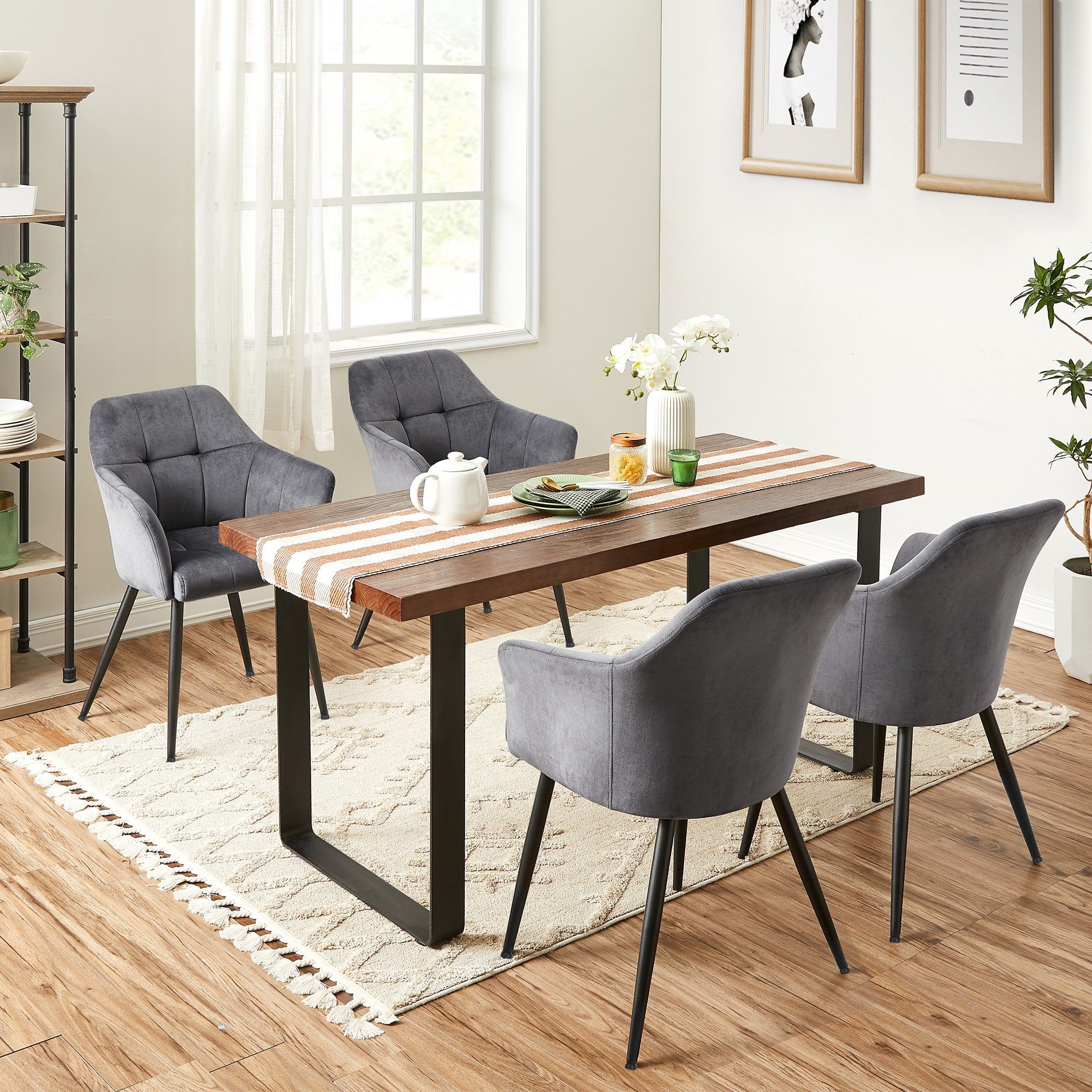 SONGMICS Polsterstuhl (1 St), esszimmer stühle, Samt, 61 x 60 x 86,5 cm