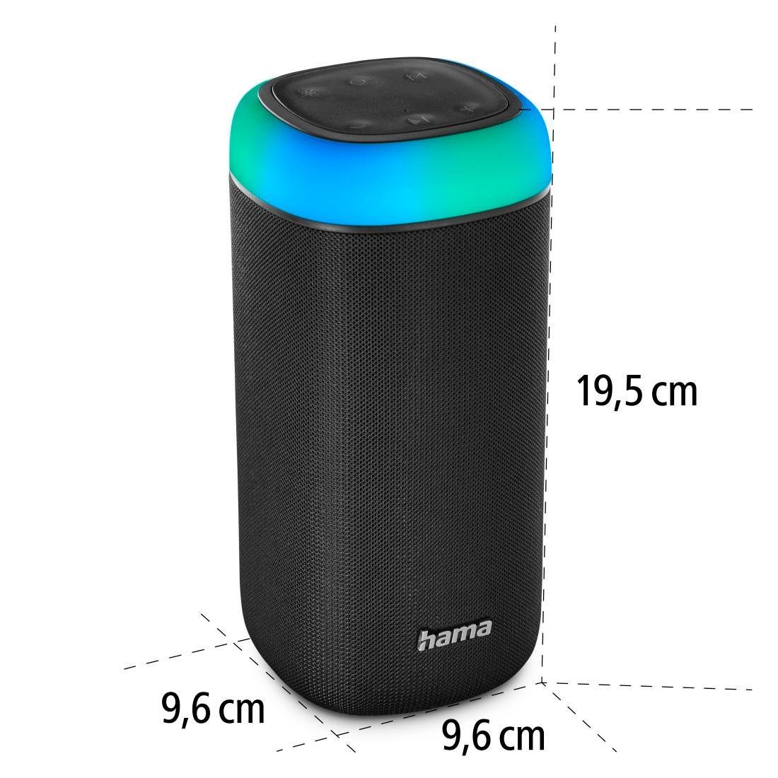 Hama Bluetooth Box Shine 2.0 LED Xtra Bass 360ᵒ Sound spritzwassergeschützt Bluetooth-Lautsprecher (Freisprechanlage,Xtra Bass,360ᵒ Sound)