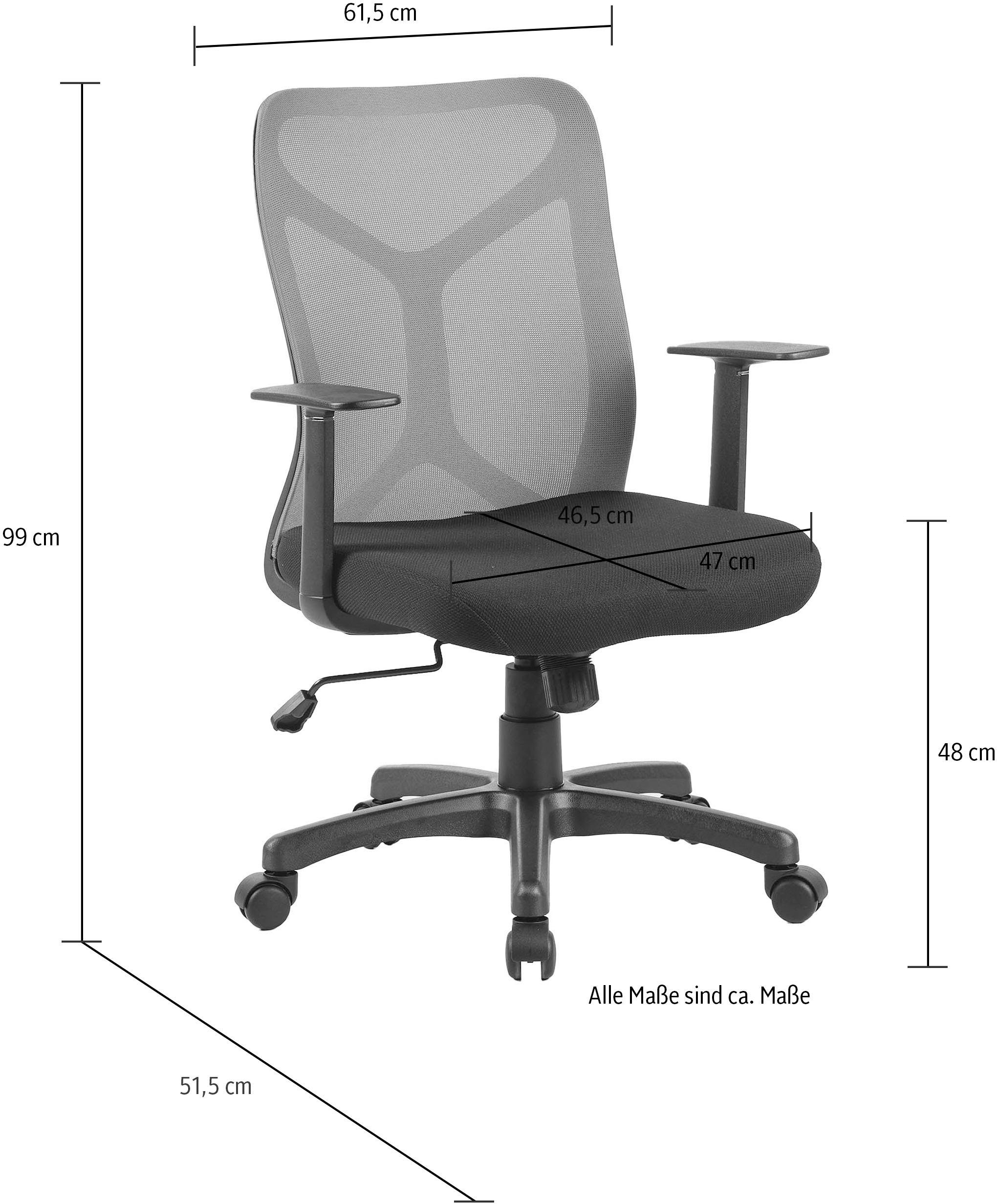 byLIVING Drehstuhl Bone (1 St), moderner Bürostuhl mit atmungsaktivem Netzstoff