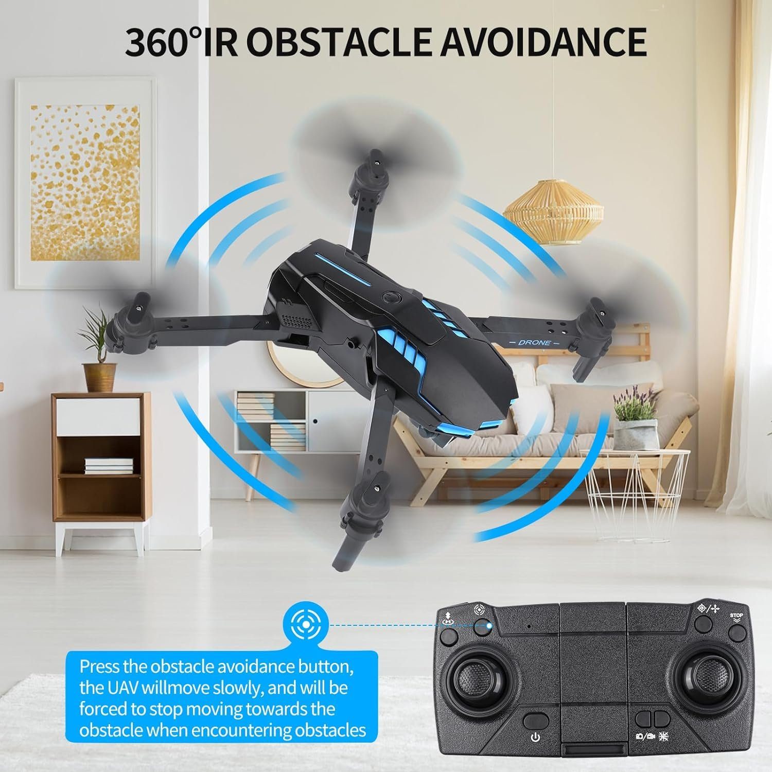 Weinsamkeit RC Drohne mit Kamera für Kinder, WiFi FPV Drone für Anfänger Drohne (1080P HD, RC Quadcopter mit 2 Akku, Schwerkraft Sensor Ein-Tasten-Start/Landung)