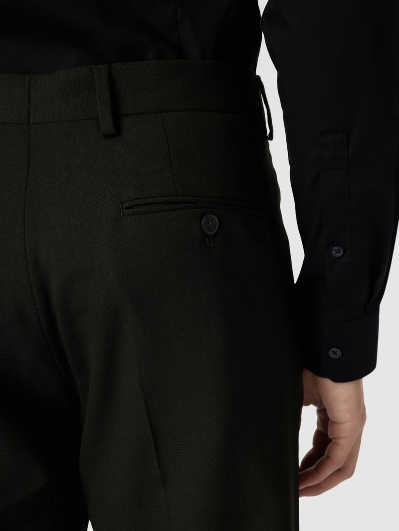 Slim Fit Hose mit Bügelfalten in dunkelgrün