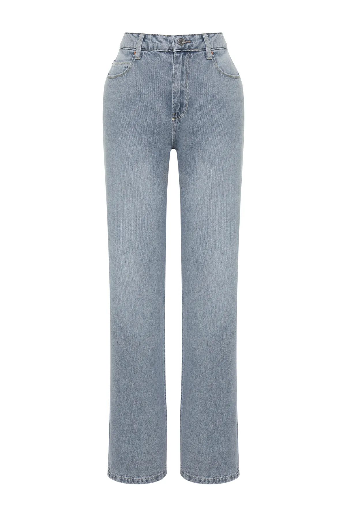 Trendyol Collection  Blaugraue Jeans mit niedriger Taille und weitem Bein TWOSS24JE00060